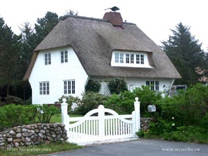 strzecha, dach trzcinowy na budynku mieszkalnym na wyspie Föhr